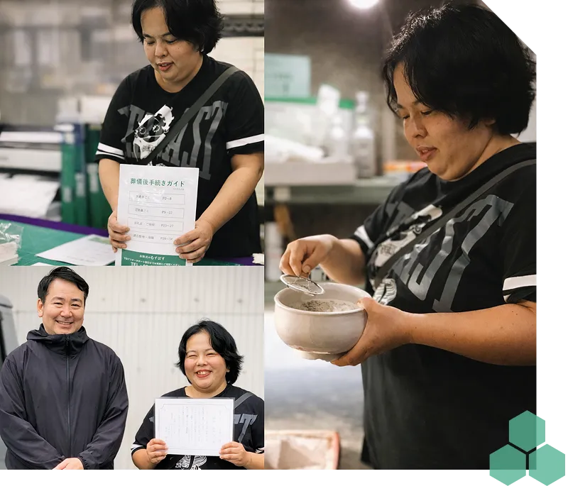 パンフレットなどを作成するスタッフの写真