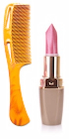 メイク道具の写真 櫛とリップ